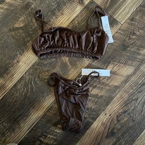 Riot Swim brown hawthorne bikini NWT XS